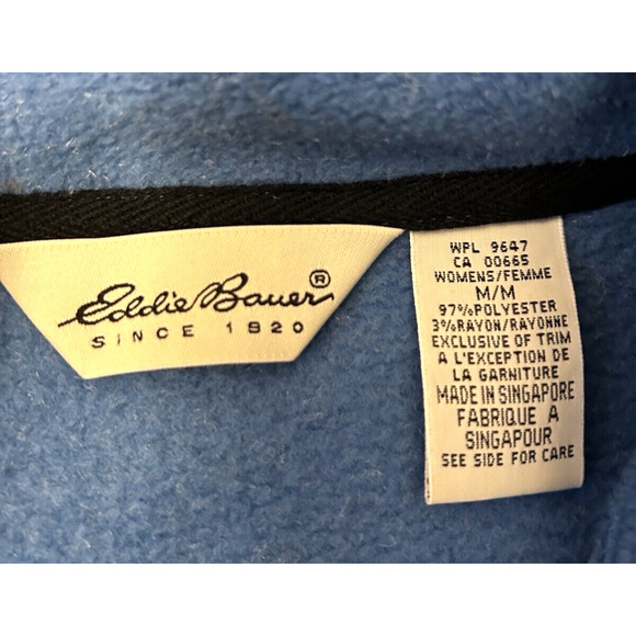 Eddie Bauer Mens 1/4 Zip Pullover Fleece Jacket Sz M Blue Mock Neck - Picture 6 of 7